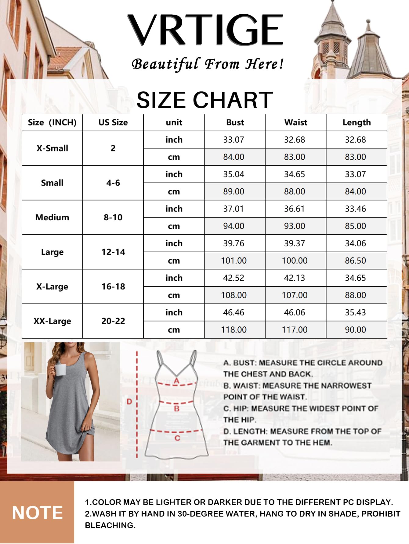 Vrtige Women's Cotton Tank Nightgown Sleeveless Sleepwear Scoop Neck Full Slip Chemise Nightdress Grey Medium