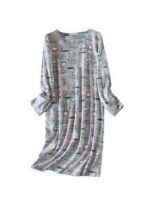 long sleeve nightgowns for women soft cotton night shirts sleepwear cartoon night gown sleep shirt pajama dress