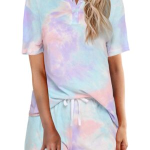 Ekouaer Tie Dye Pajamas Set Womens Loungewear Sleepwear 2 Piece PJ Sets