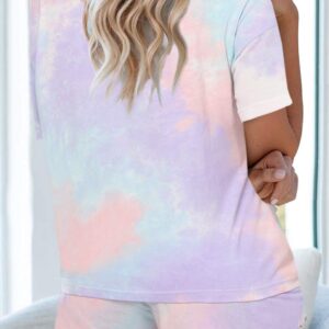 Ekouaer Tie Dye Pajamas Set Womens Loungewear Sleepwear 2 Piece PJ Sets