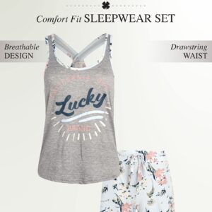 Lucky Brand Women's Pajama Set - 2 Piece Cross Back Tank Top and Sleep Shorts (S-XL), Size Large, GreyNanette Floral