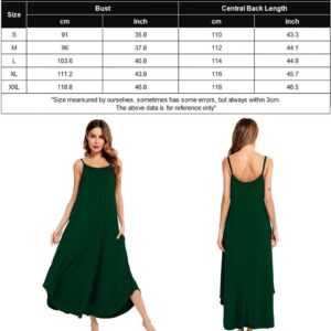 SWOMOG Women Long Nightgown Pajama Dress Soft Strap Nightdress Summer Sleeveless Nightshirt Lounge Dress with Pockets Green Medium