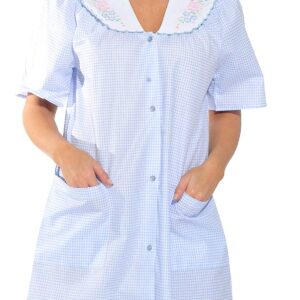 Dreamcrest 8511-Blue-2X Short Sleeve Duster/Housecoat/Women Sleepwear