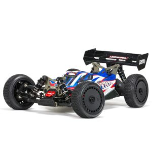 arrma rc car 1/8 tlr tuned typhon 6s 4wd blx buggy rtr (battery and charger not included), red/blue, ara8406, cars, electric kit other