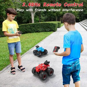 Kidcia Remote Control Dinosaur Car, 2.4GHz RC Monster Trucks for Boys with Spray, Light & Sound, All Terrain RC Cars with 2 Batteries, Dinosaur Toys for Kids 3 4 5 6 7 8, Christmas Birthday Gift