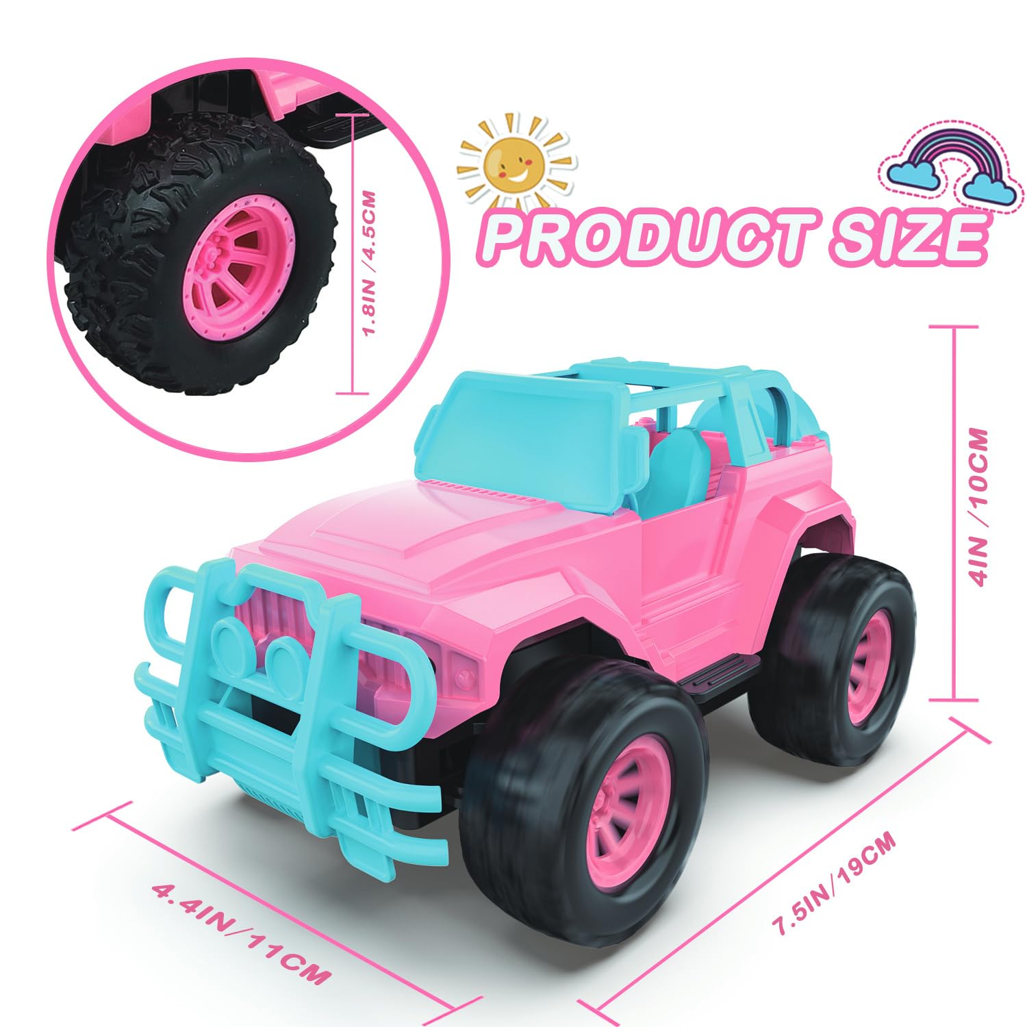 Remote Control Car for Kids Toddlers, Pink RC Cars with 2 Sets DIY Stickers, 1:20 Scale Remote Control Truck with LED Headlights, Easter Gifts for 3 4 5 6 7 8 Years Old Toddlers Girls Boys Kids