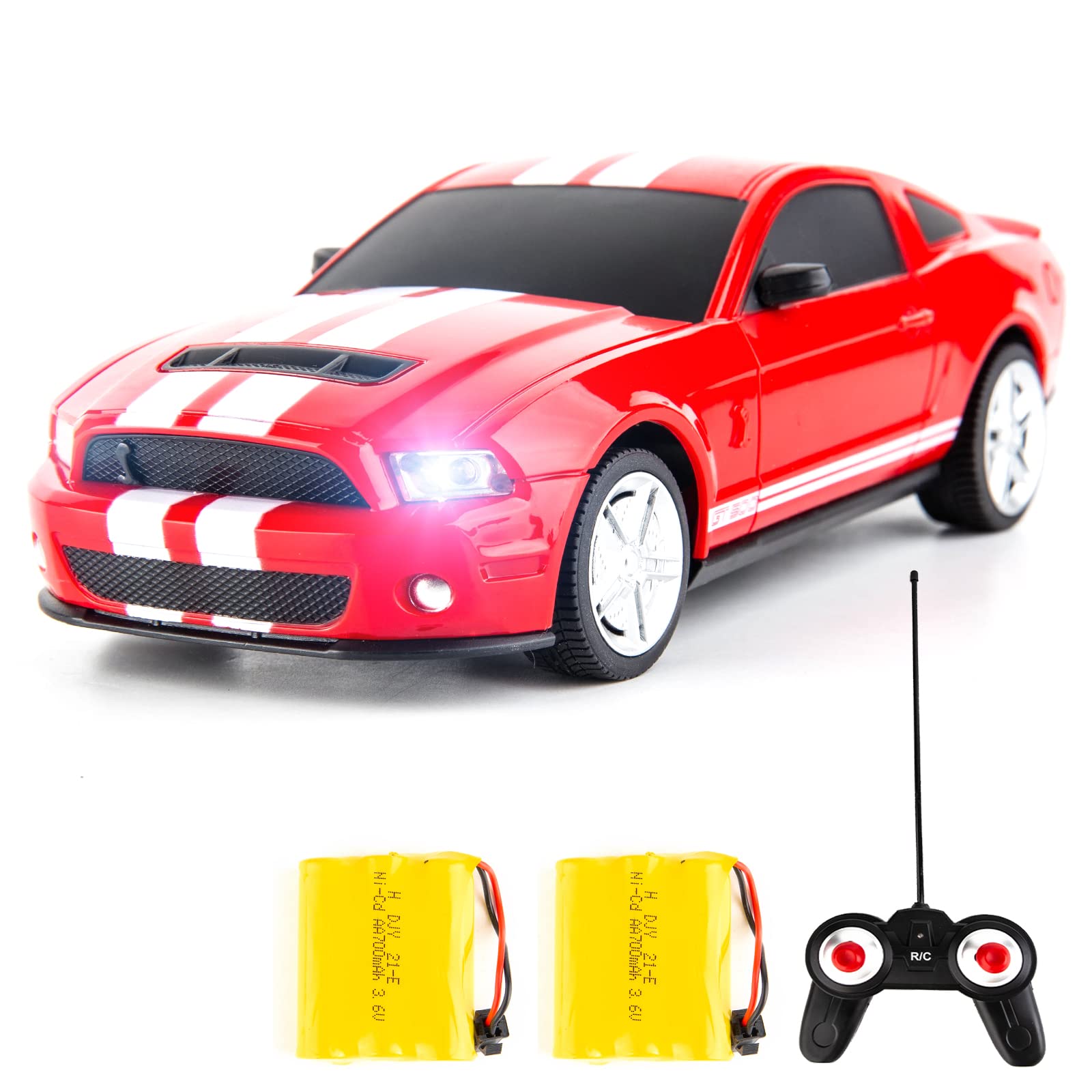 BDTCTK Remote Control 1/24 Ford Mustang Shelby GT500 RC Model Car, Toys for Kids and Adults Red