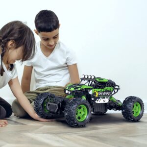 croboll 1:12 large rc cars for boys with upgraded lifting function, 2.4ghz 4wd remote control car toy gifts 20km/h monster truck for kids, all terrain rc truck for 60min play(green)