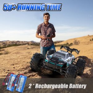 ScharkSpark Brushless RC Cars for Adults, Max 70 KPH High Speed RC Truck, 4WD All Terrain Remote Control Car for Adults with 50 Min Runtime, 1:16 Offroad Monster Truck with 2 Batteries, Gifts for Boys