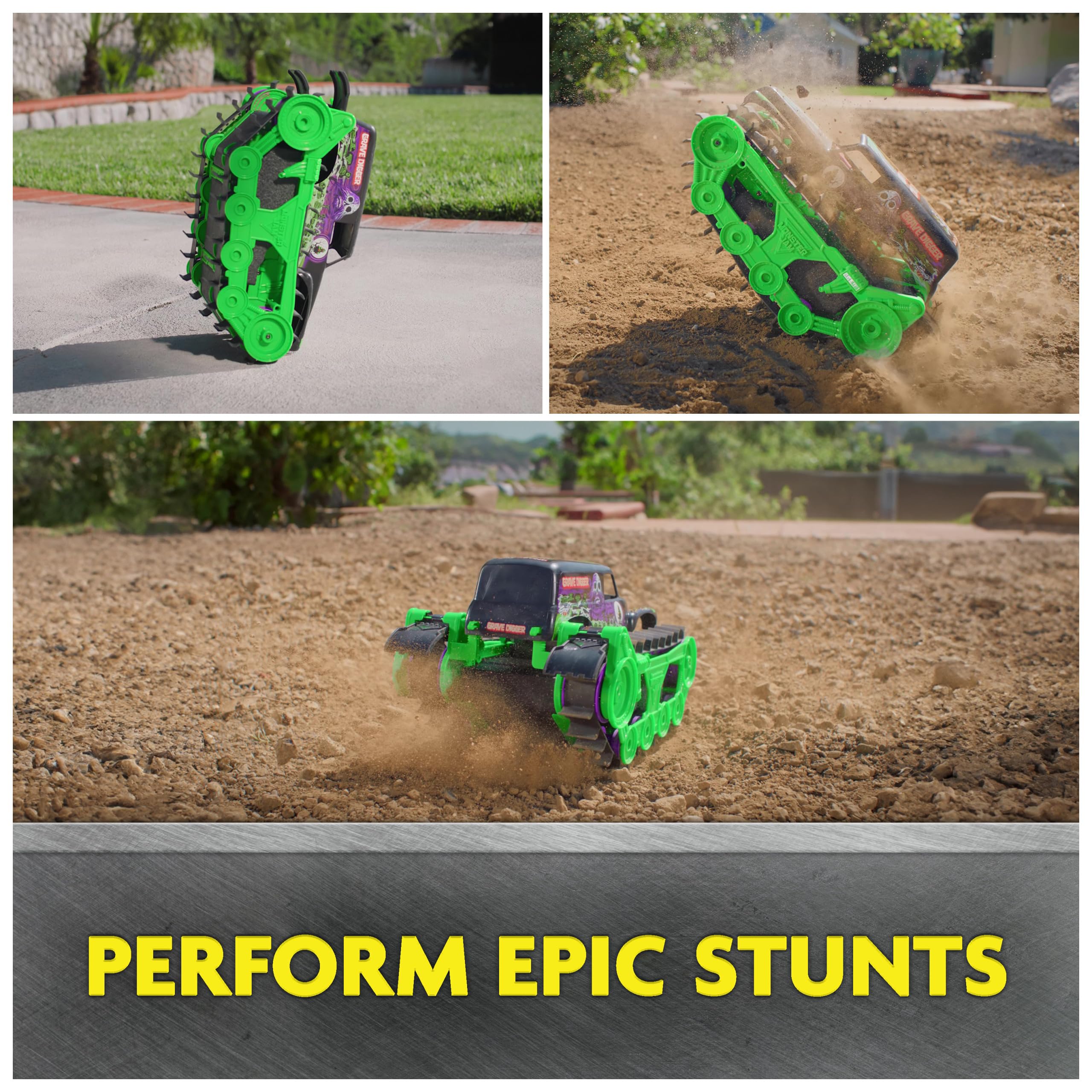 Monster Jam, Official Grave Digger Trax All-Terrain Remote Control Outdoor Vehicle, 1:15 Scale, Kids Toys for Boys and Girls Ages 4-6+