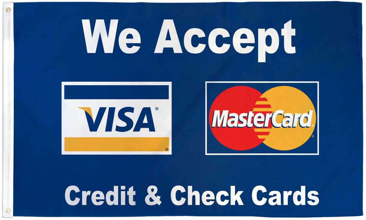 Visa Mastercard Flag 3x5ft Poly - Perfect for businesses, shops, stores message flags