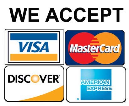 eSplanade We Accept Visa, MasterCard, Amex and Discover Credit Cards Sign Sticker Decal - Easy to Mount Weather Resistant Long Lasting Ink (Size 4" x 4")