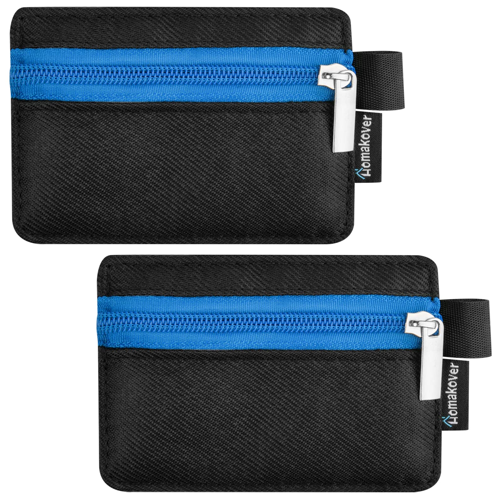 BLUECELL BCP 2pcs Black Color Splash Proof Nylon Security Utility Zipper Coin Safe Pouch ID Card VISA Card Business Card Bag Sleeve 4-1/2 x 3 Inches