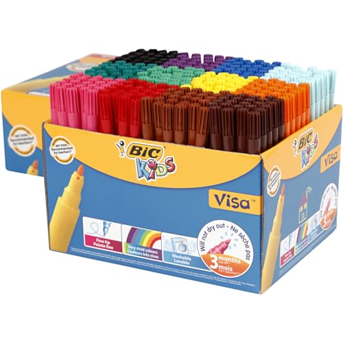 BIC Kids Visa Felt Pens - Assorted Colours, Classpack of 288