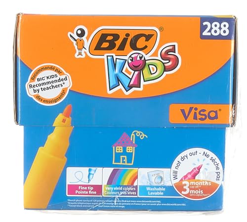 BIC Kids Visa Felt Pens - Assorted Colours, Classpack of 288