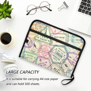 Travel Stamps Visa Accordion File Organizer Portable Document Receipt Organizer File Folders with Pockets Labels Card Organizer for Home Office School Supplies