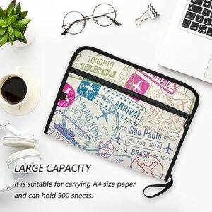 susiyo Expanding File Folder Travel Passport Visa Stamps Expanding Organizer File Folder with 13 Pocket for A4 Letter Size