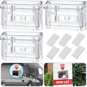 Outdoor Business Card Holder Acrylic Business Card Holder Wall Mount Clear Door Business Card Holder for Car with Take One Sticker for Office Store Trucks Wall, 4.25 x 1.46 x 2.87 Inch (3 Pcs)