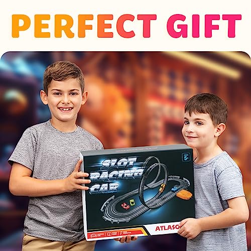 Atlasonix Slot Car Race Tracks Sets - Slot Cars, Race Tracks & Accessories Electric Race Car Track, Dual Electric Race Track for Girls & Boys Age 5 Years+