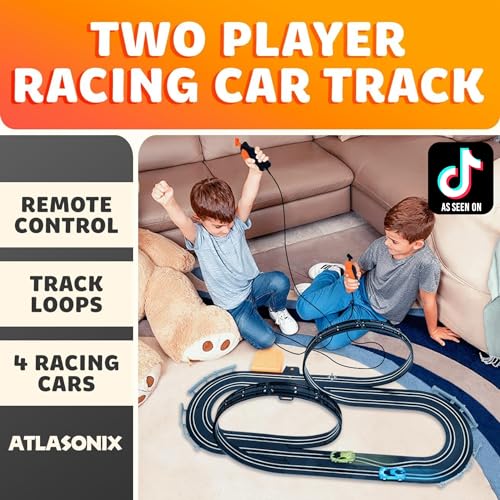 Atlasonix Slot Car Race Tracks Sets - Slot Cars, Race Tracks & Accessories Electric Race Car Track, Dual Electric Race Track for Girls & Boys Age 5 Years+