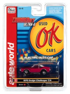 auto world thunderjet ok used cars 1970 dodge challenger t/a panther (pink) ho scale slot car