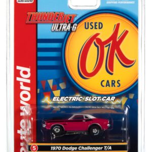 Auto World Thunderjet OK Used Cars 1970 Dodge Challenger T/A Panther (Pink) HO Scale Slot Car