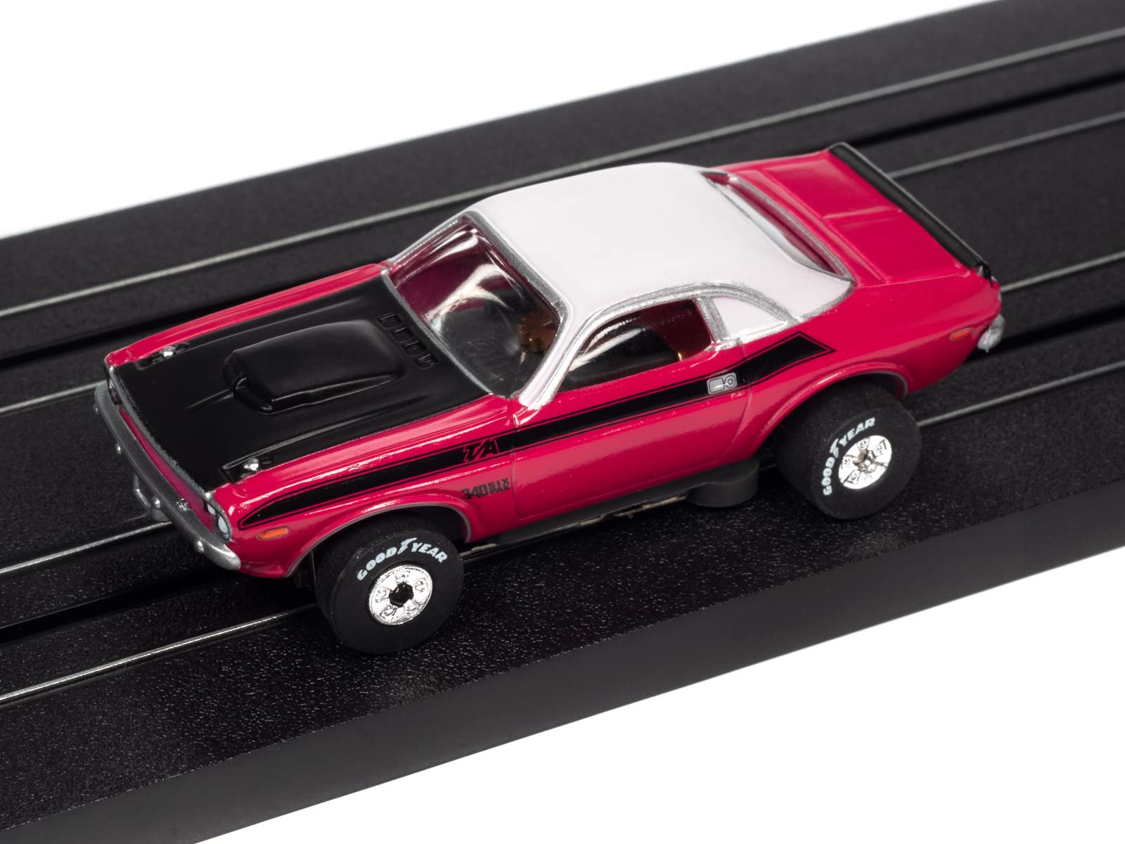 Auto World Thunderjet OK Used Cars 1970 Dodge Challenger T/A Panther (Pink) HO Scale Slot Car