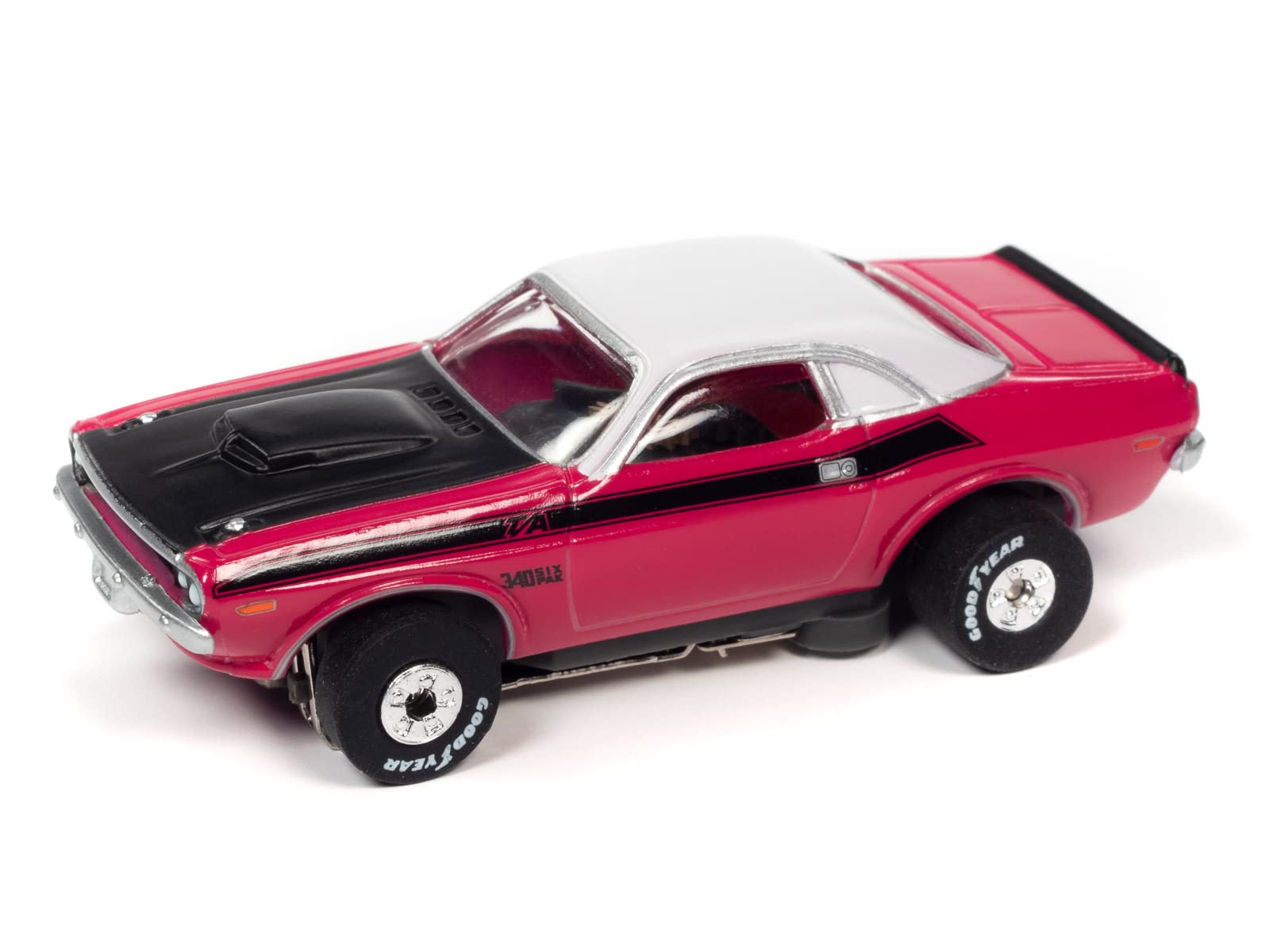 Auto World Thunderjet OK Used Cars 1970 Dodge Challenger T/A Panther (Pink) HO Scale Slot Car