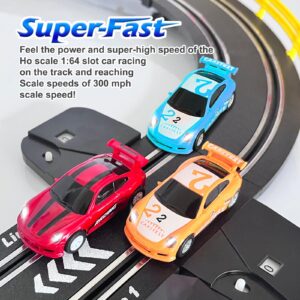 GINCHO High Speed Series Tram Dual Track Set, 4.1m Electric Track with 3 Vehicles Slot car Racing, Comes with 2 Hand Controls and Track Parts and a Lap Counter，Toys Gifts for 8 9 10 11 12 Boys Girls