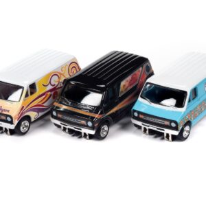 Auto World 4Gear 1973 Dodge Van (3 Car Set) (AW Exclusive) Slot Cars HO Scale