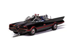 scalextric batmobile from 1960's batman television series 1:32 slot race car c4175, black & orange