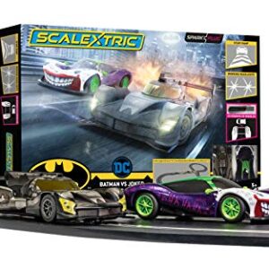 Scalextric Batman vs Joker 1:32 Spark Plug Slot Car Race Track Set C1415T, Black