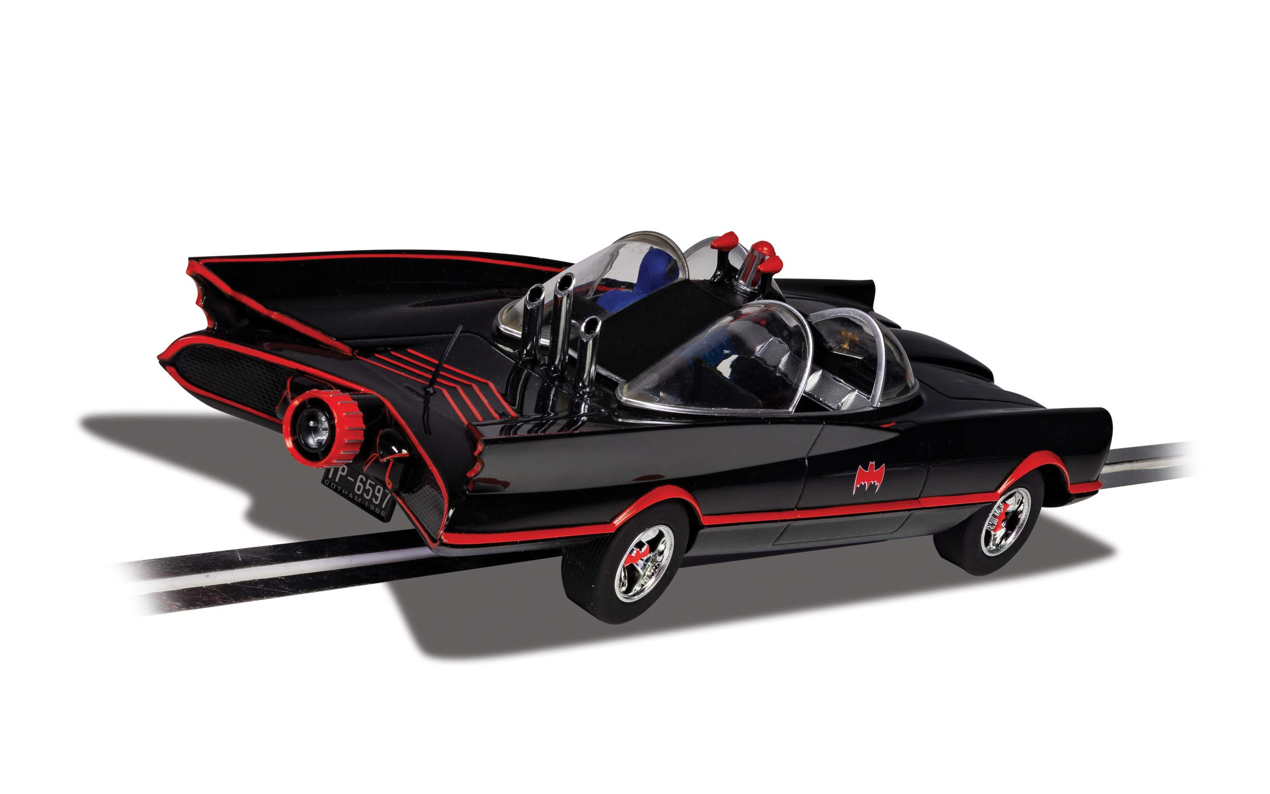 Scalextric Batmobile from 1960's Batman Television Series 1:32 Slot Race Car C4175, Black & Orange