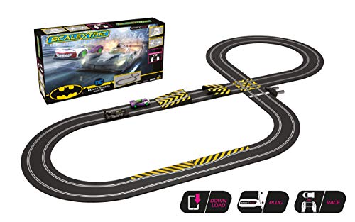 Scalextric Batman vs Joker 1:32 Spark Plug Slot Car Race Track Set C1415T, Black