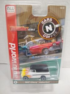 auto world sc392-6a cars n coffee 1957 suburban ho scale electric slot car - white