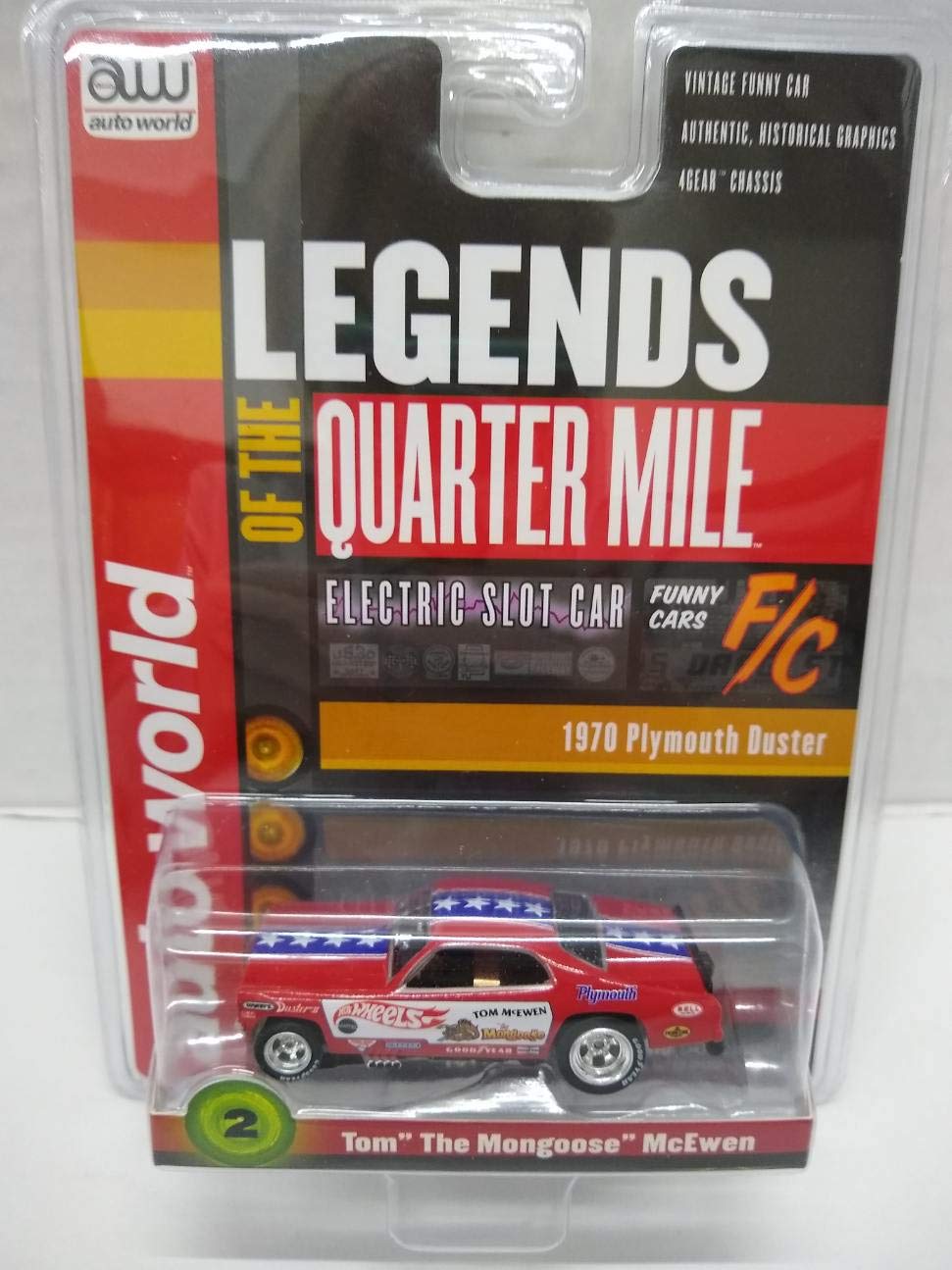 Auto World SC356-2 Legends of The Quarter Mile Tom The Mongoose McEwen '70 Duster HO Scale Electric Slot Car