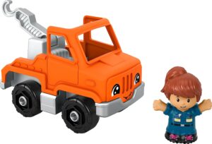 fisher-price little people toddler toy help and go tow truck and figure for pretend play kids ages 1+ years