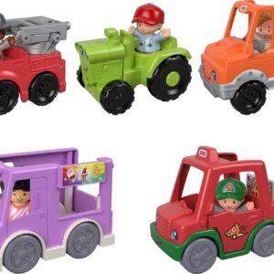 Fisher-Price Little People Toddler Playset Around the Neighborhood Vehicle Pack, 5 Toy Cars & Trucks and 5 Figures for Ages 1+ Years