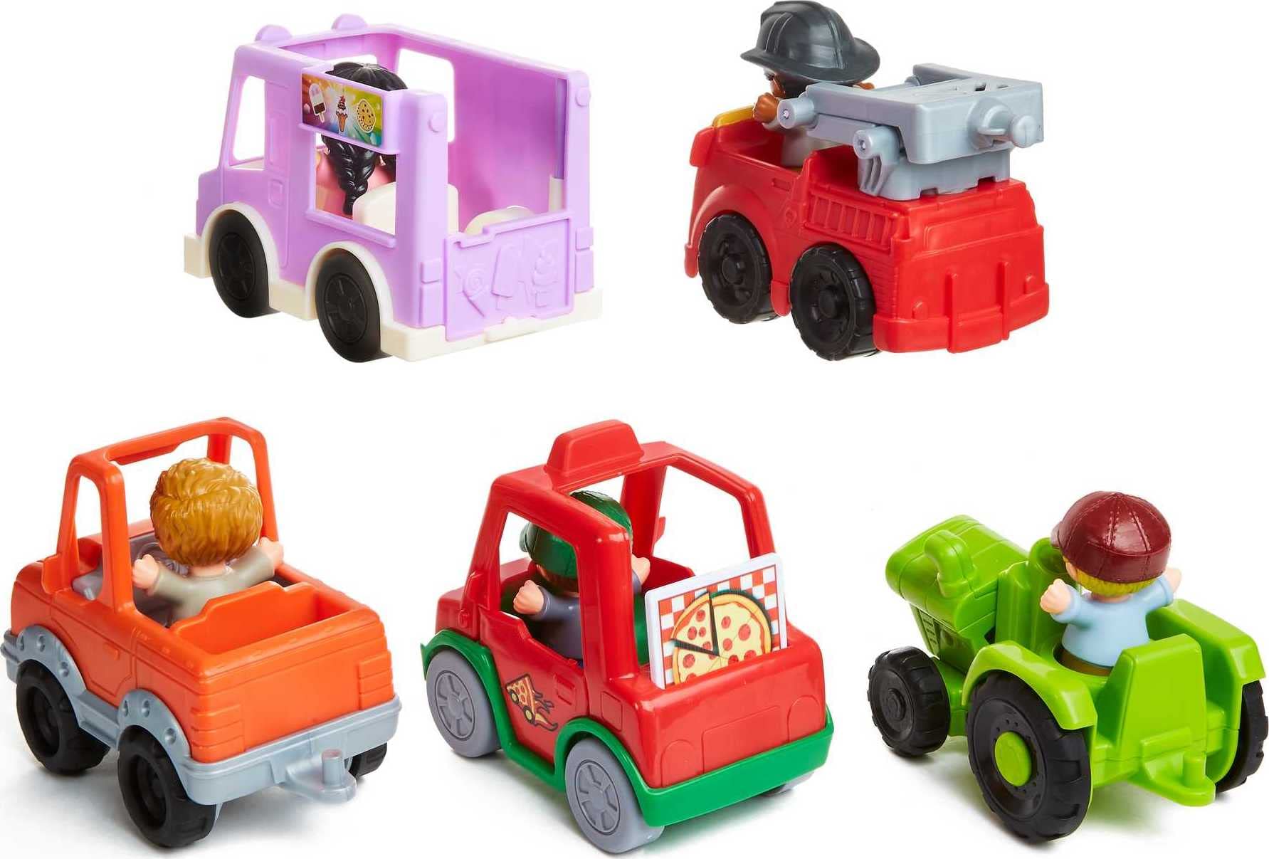 Fisher-Price Little People Toddler Playset Around the Neighborhood Vehicle Pack, 5 Toy Cars & Trucks and 5 Figures for Ages 1+ Years