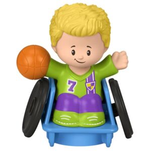 replacement part for fisher-price little people big yellow schoolbus playset - glt75 ~ replacement figure ~ josh in wheelchair playing basketball