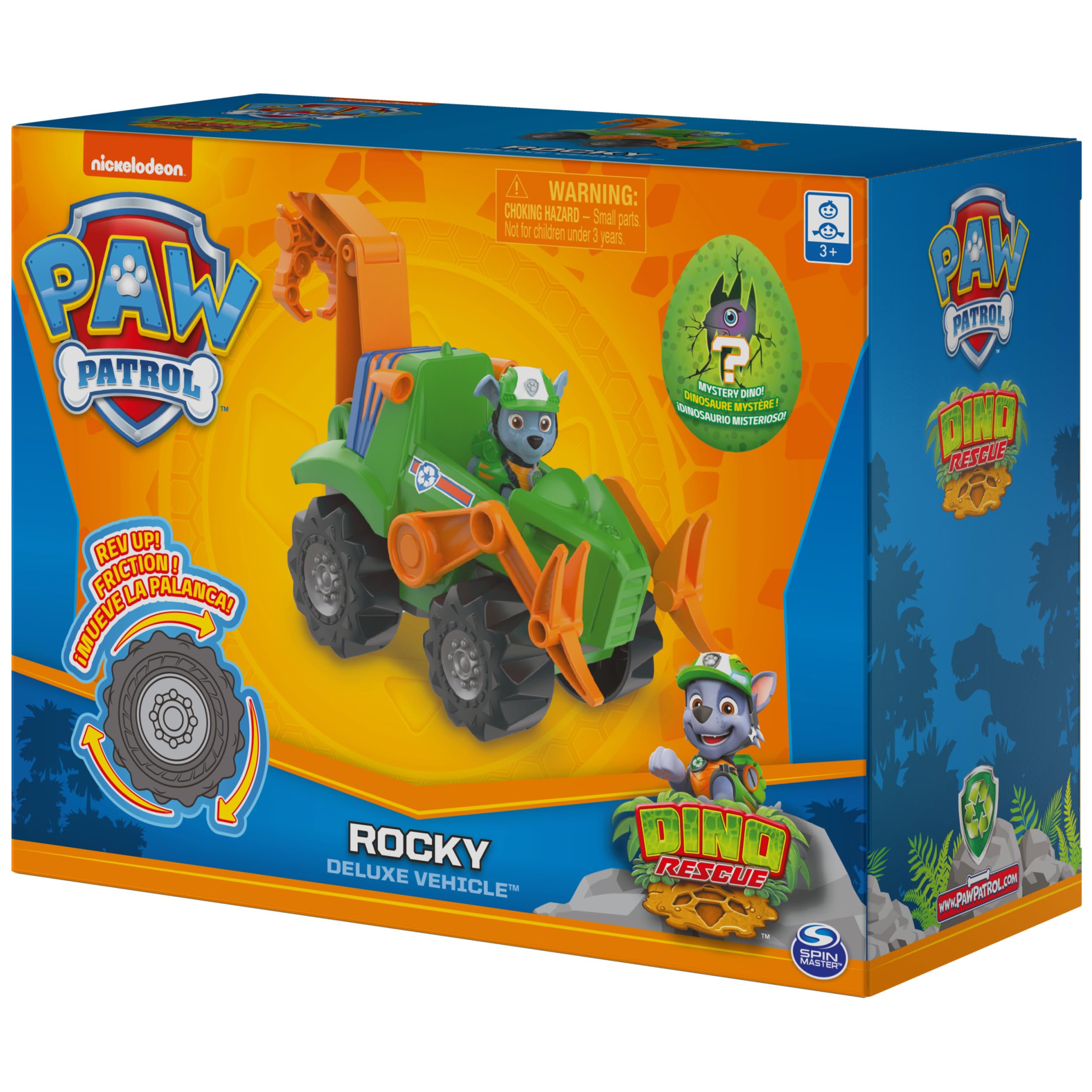 Paw Patrol, Dino Rescue Rocky’s Deluxe Rev Up Vehicle with Mystery Dinosaur Figure