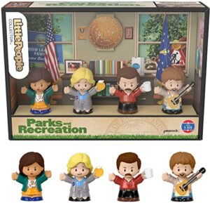 little people collector parks and recreation special edition set in display gift box for adults & fans, 4 figures