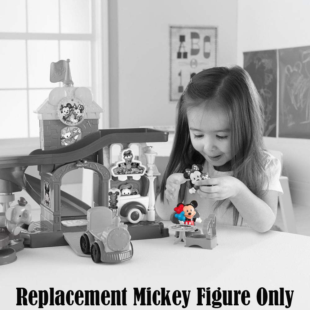 Replacement Figure for Little People Magical Day At Disney - DFT91 ~ Fisher-Price Little People Mickey Mouse Playset ~ Replacement Mickey Figure ~ Carrying Mickey Mouse Shaped Balloons