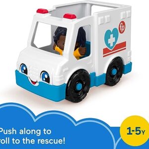 Fisher-Price Little People Ambulance, push-along vehicle with EMT figure for toddlers and preschool kids ages 1 to 5 years