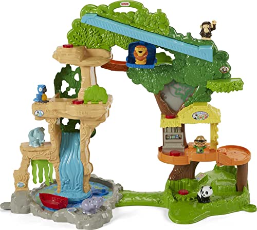 Fisher-Price Little People Toddler Playset Share & Care Safari 2-Ft Tall Toy with Lights Sounds & 7 Figures for Ages 1+ years