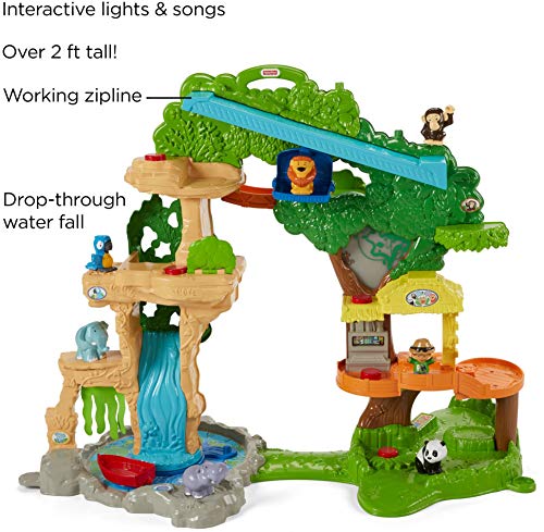 Fisher-Price Little People Toddler Playset Share & Care Safari 2-Ft Tall Toy with Lights Sounds & 7 Figures for Ages 1+ years