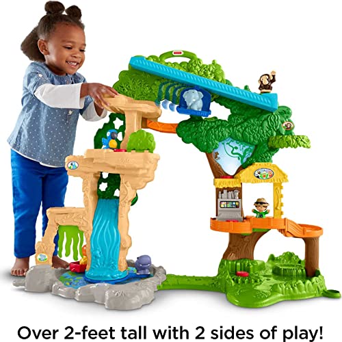 Fisher-Price Little People Toddler Playset Share & Care Safari 2-Ft Tall Toy with Lights Sounds & 7 Figures for Ages 1+ years