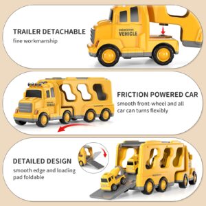 Construction Trucks Toddler Boy Toys Cars for Toddlers 1-3 - Kids Toys for 3 4 5 6 Years Old Boys Transport Vehicle Carrier Truck, Car Toys Set for Age 3-9, Christmas Birthday Gifts