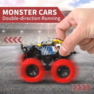 M SANMERSEN Car Toys for Toddlers 1-3, 2 Pack Monster Toys Truck 360° Rotating Stunt Cars - Push and Go Toy Cars Boys Girls Birthday Christmas Easter Gifts