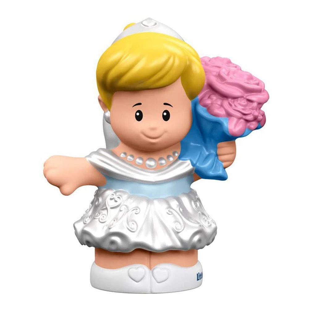 Replacement Figure for Little People Cinderella Playset - DRH11 ~ Fisher-Price Disney Princess Cinderella and Prince Charming ~ Replacement Cinderella Figure Wearing White Dress and Carrying Flowers